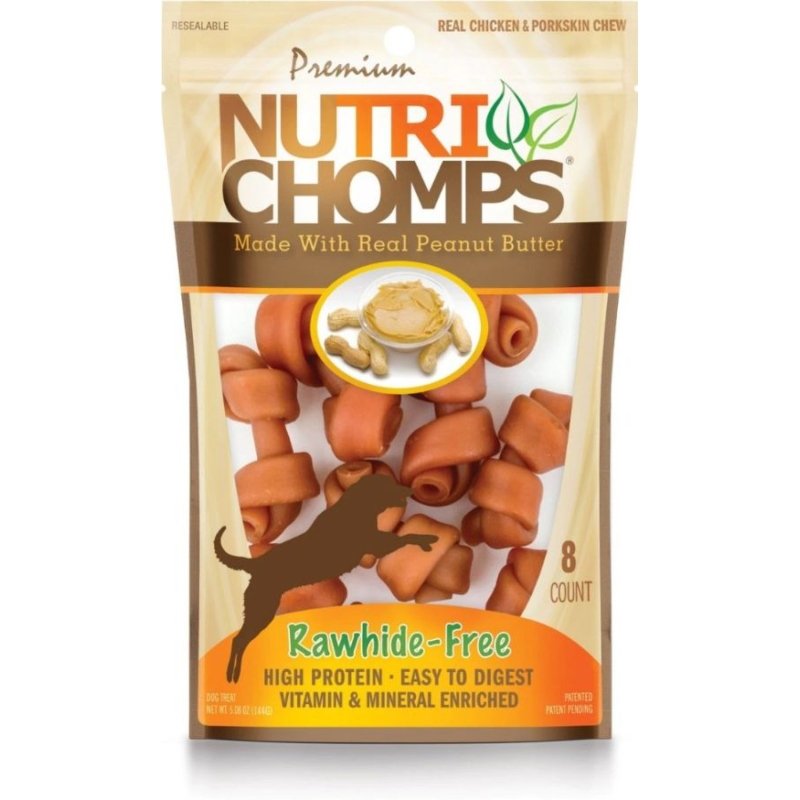Nutri Chomps Rawhide Free Real Chicken and Porkskin Mini Dog Chews with Real Peanut Butter - 8 count Nutri Chomps Rawhide Free Real Chicken and Porkskin Mini Dog Chews with Real Peanut Butter - 8 count